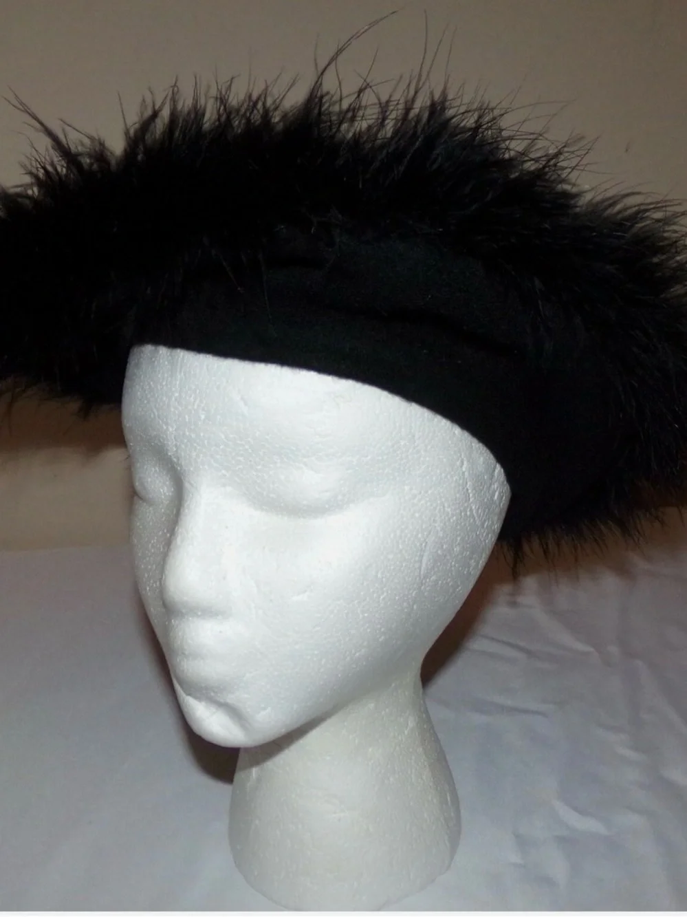 Real Wool Vintage Preston & York Purple Feather-Trim Beret
